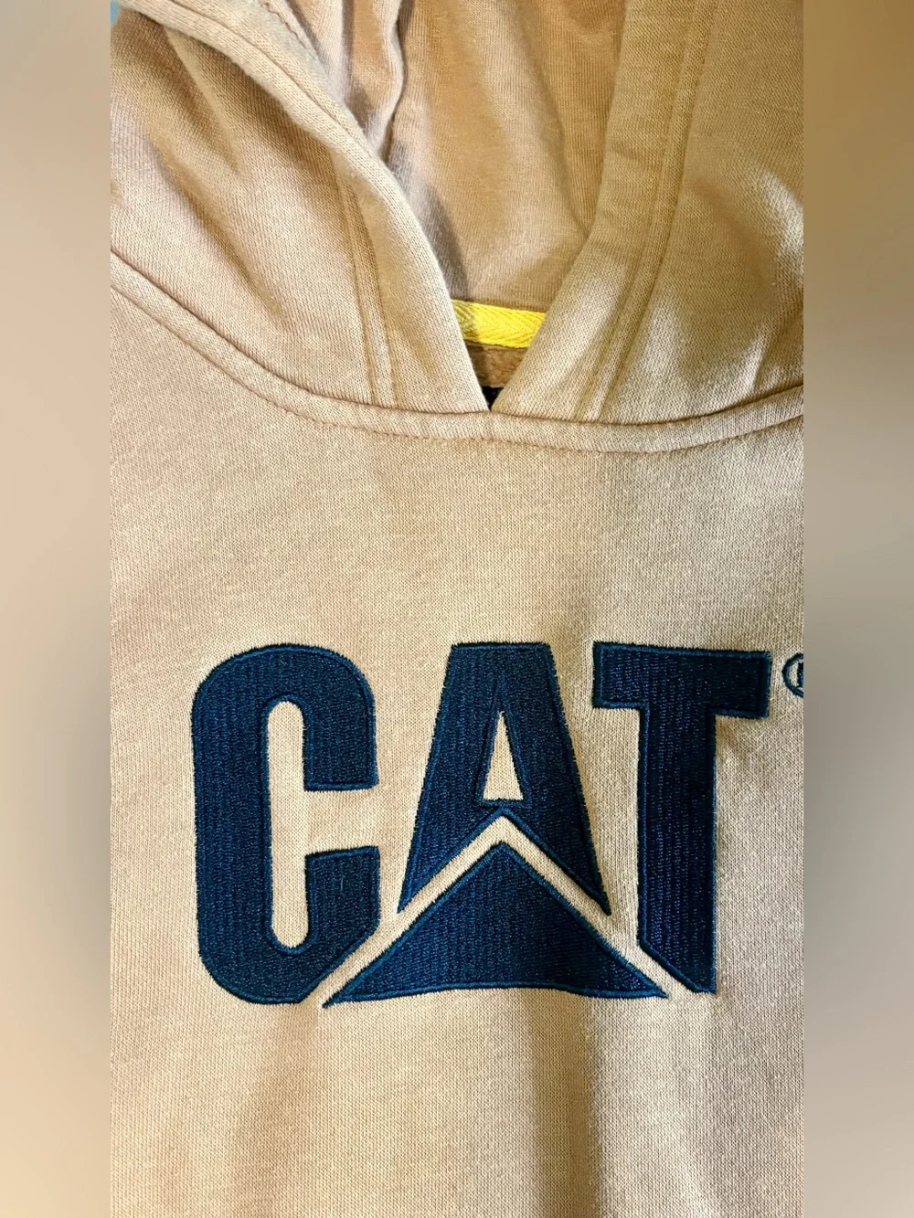 Caterpillar Tan Hoodie with Black Logo - Picture 2 of 3